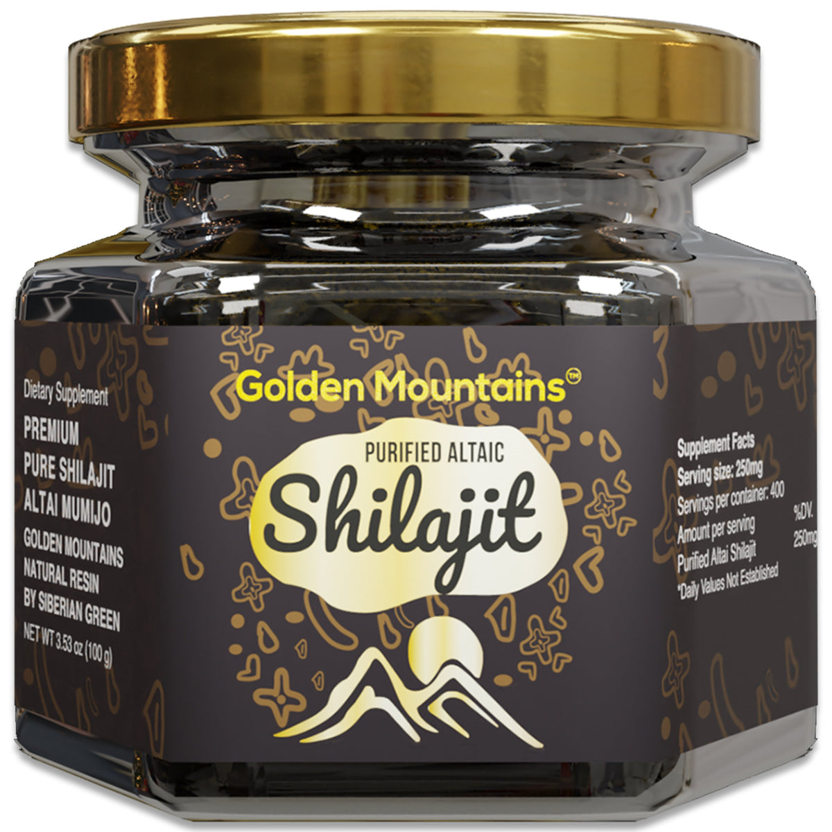 Pure Shilajit &quot;Golden Mountains&quot; 100g Siberian Altai Resin Mumijo