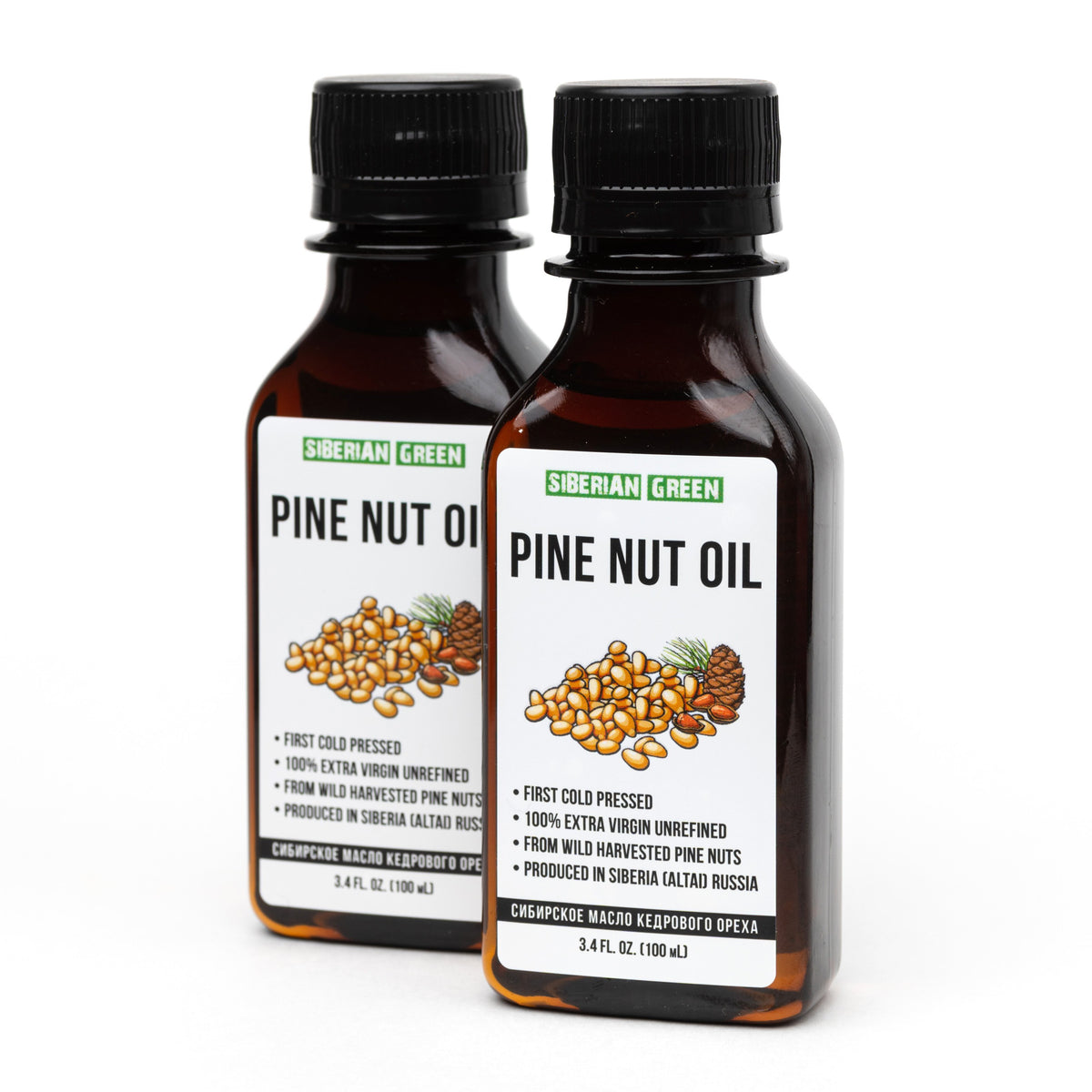 2 Pack x 100ml 100% Siberian Pine Nut Oil Extra Virgin Cold Pressed Unrefined