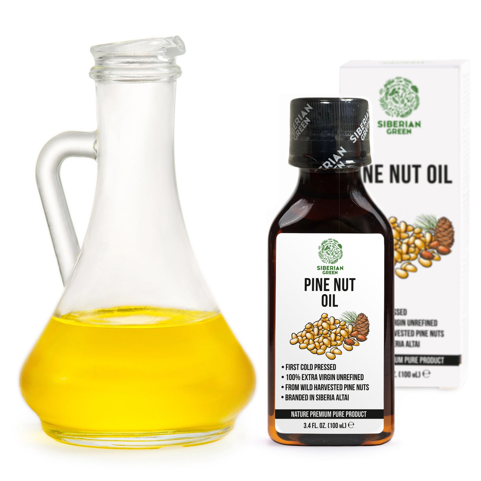 100% Siberian Pine Nut Oil – Extra Virgin, Cold Pressed – 100ml