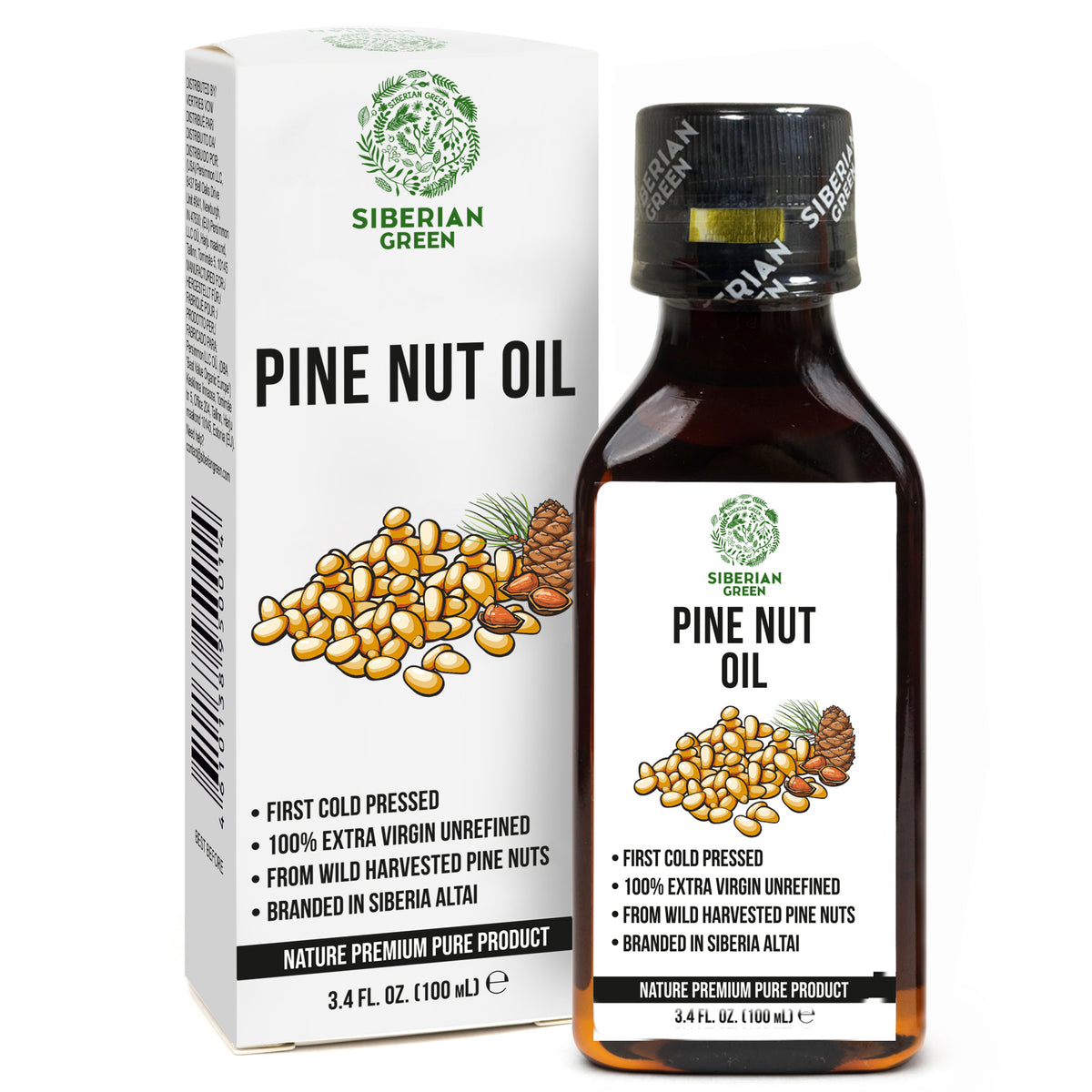 100% Siberian Pine Nut Oil – Extra Virgin, Cold Pressed – 100ml