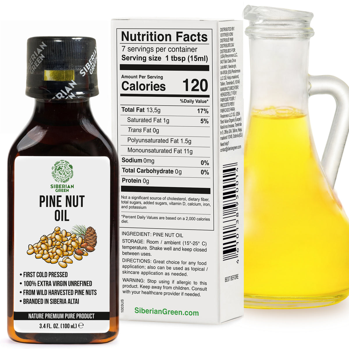 100% Siberian Pine Nut Oil – Extra Virgin, Cold Pressed – 100ml