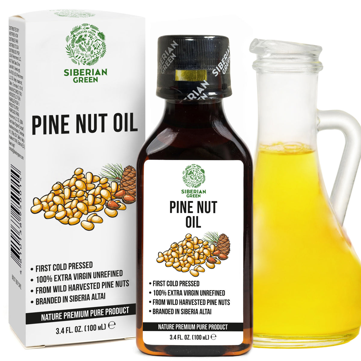 100% Siberian Pine Nut Oil – Extra Virgin, Cold Pressed – 100ml