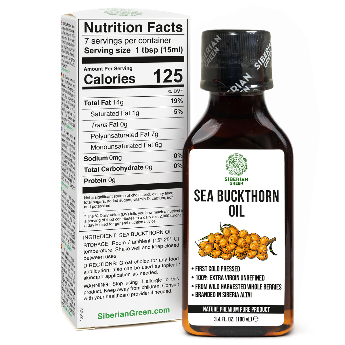 Siberian Sea Buckthorn Oil – Extra Virgin Cold Pressed 100ml