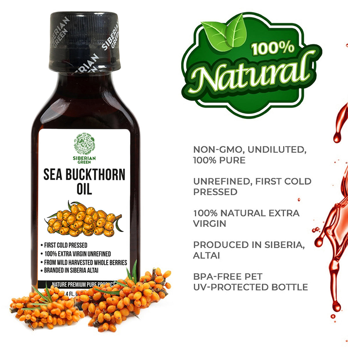 Siberian Sea Buckthorn Oil – Extra Virgin Cold Pressed 100ml