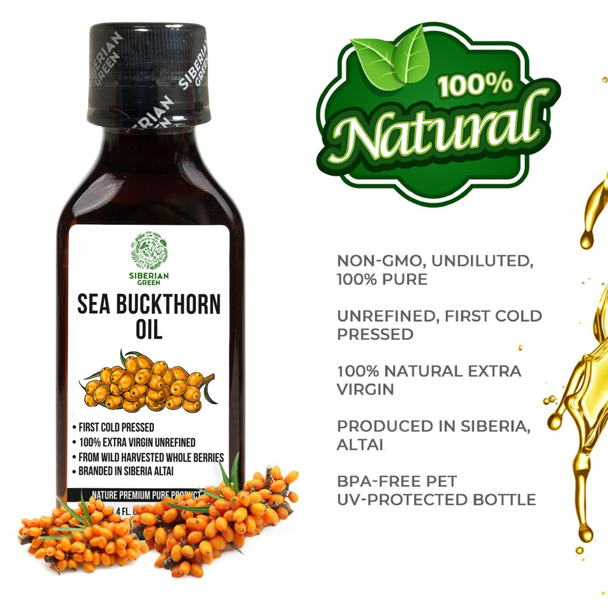 Siberian Sea Buckthorn Oil – Extra Virgin Cold Pressed 100ml