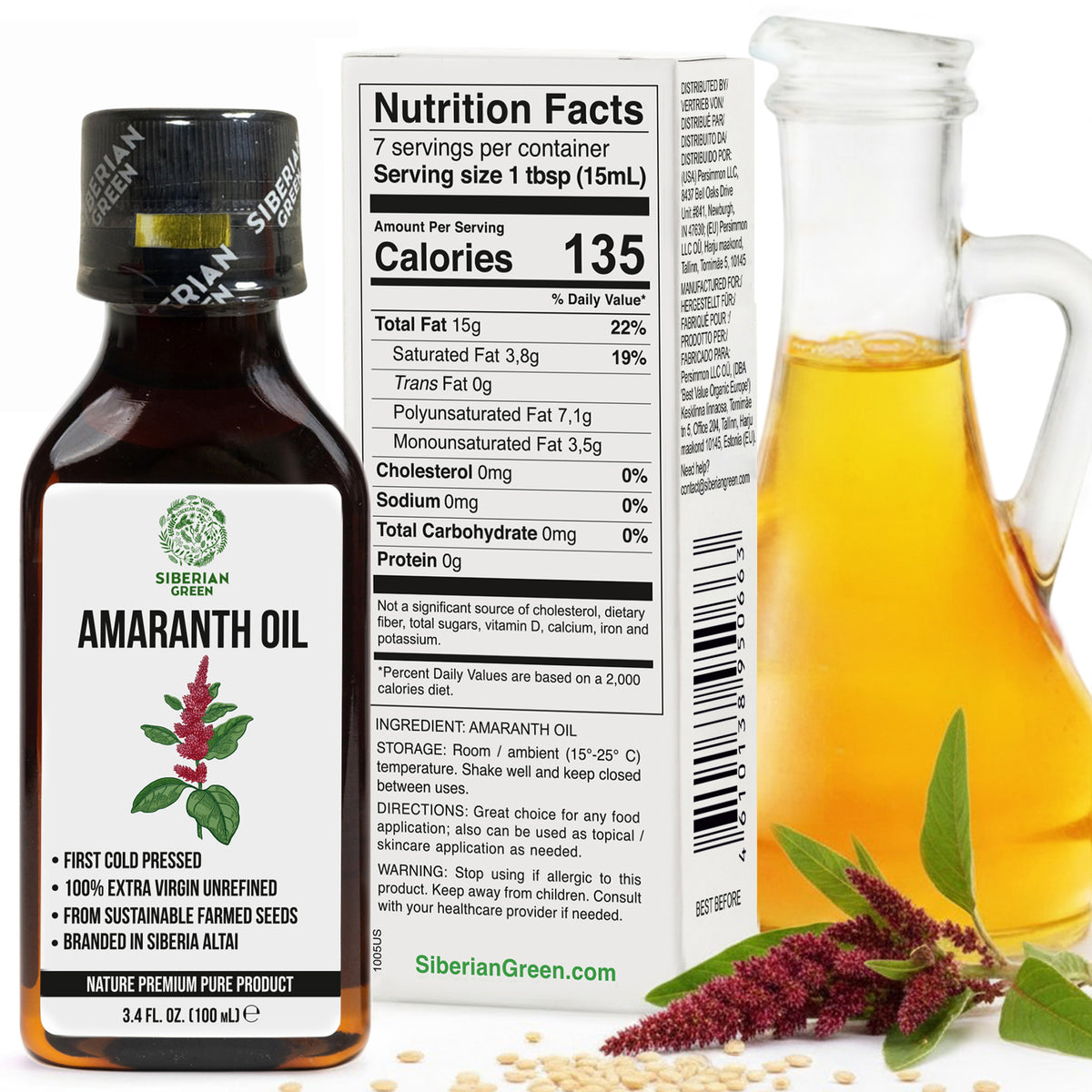 Siberian Amaranth Seed Oil – Extra Virgin, Cold-Pressed, 100 ml