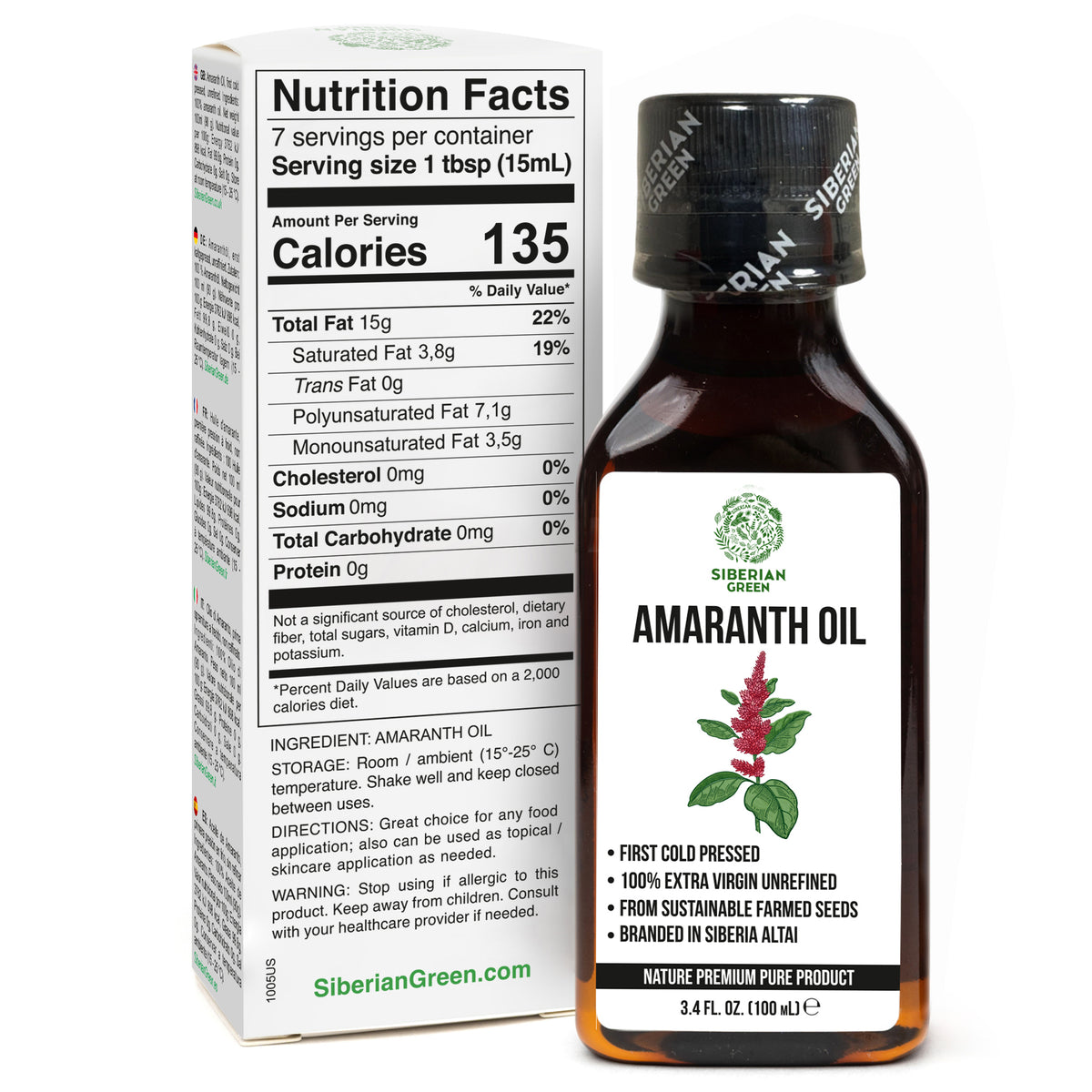 Siberian Amaranth Seed Oil – Extra Virgin, Cold-Pressed, 100 ml