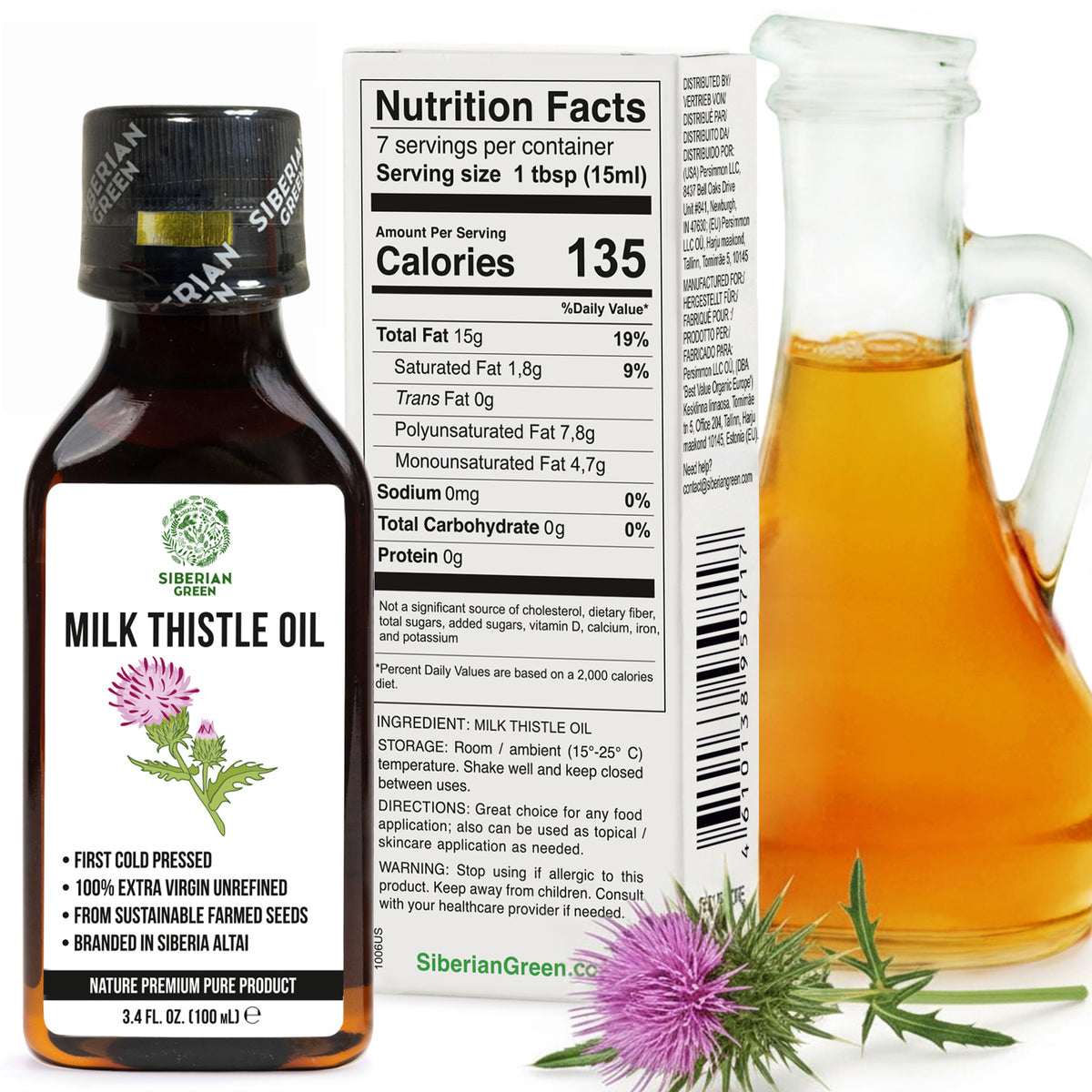 Siberian Organic Milk Thistle Oil – 100ml | Cold Pressed & Unrefined