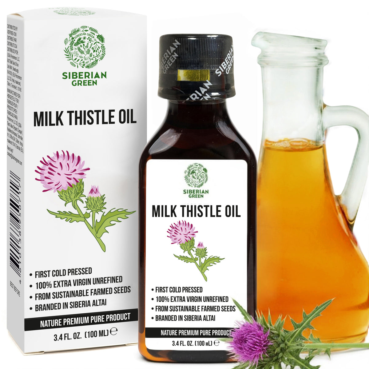 Siberian Organic Milk Thistle Oil – 100ml | Cold Pressed & Unrefined