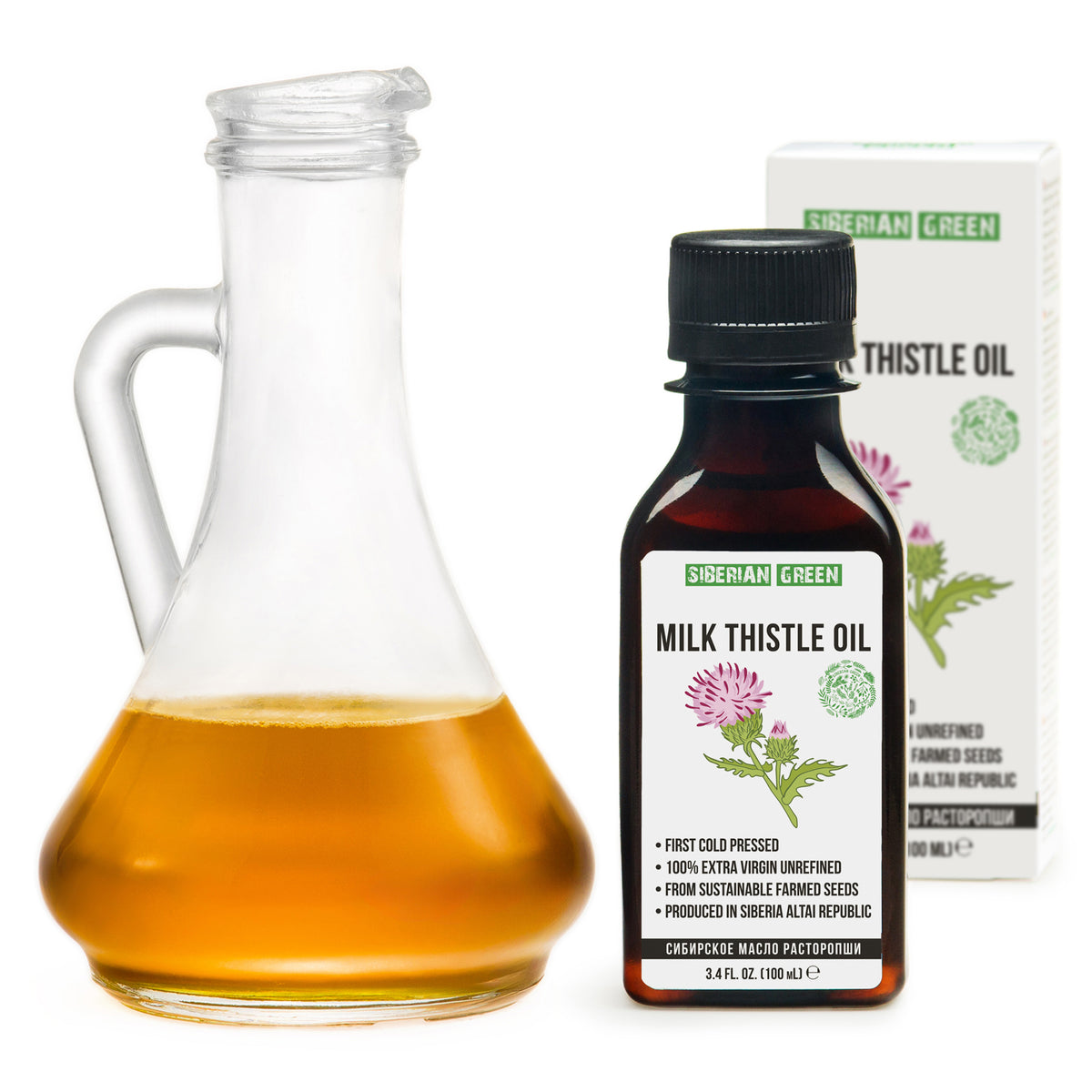 Siberian Organic Milk Thistle Oil – 100ml | Cold Pressed &amp; Unrefined