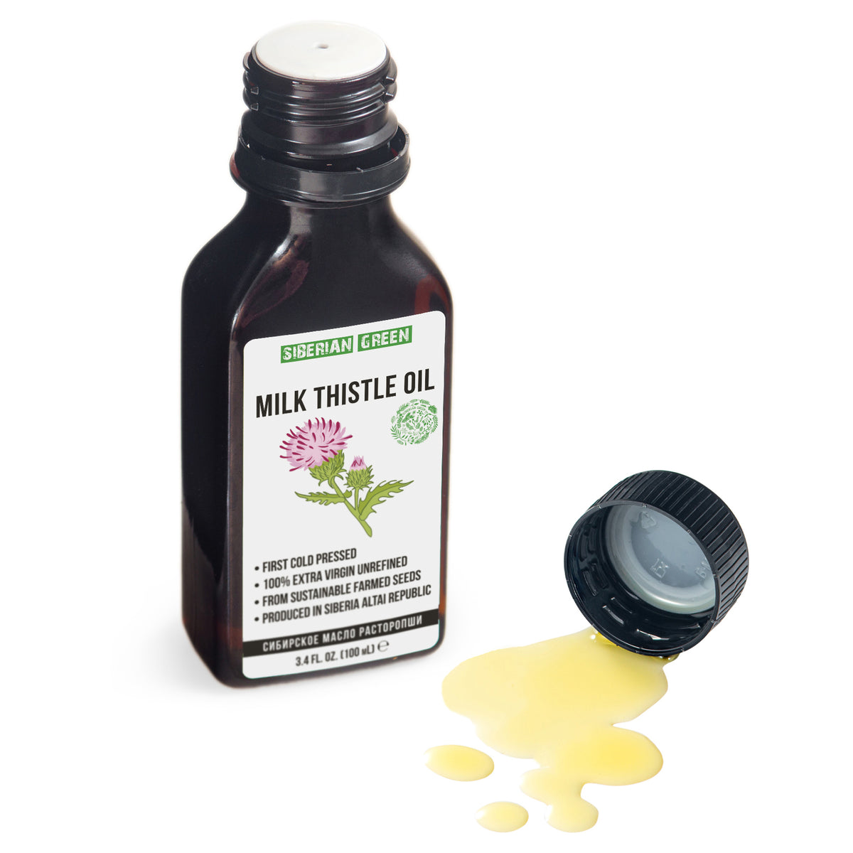 Siberian Organic Milk Thistle Oil – 100ml | Cold Pressed &amp; Unrefined
