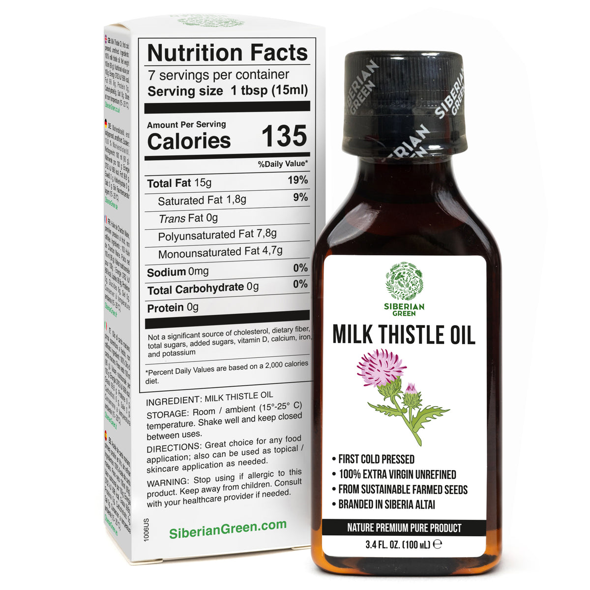 Siberian Organic Milk Thistle Oil – 100ml | Cold Pressed & Unrefined