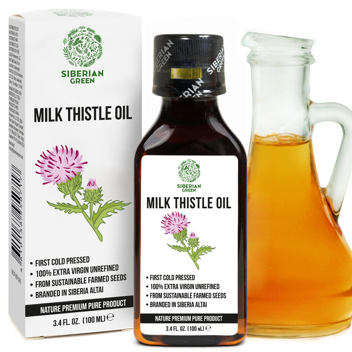 Siberian Organic Milk Thistle Oil – 100ml | Cold Pressed & Unrefined