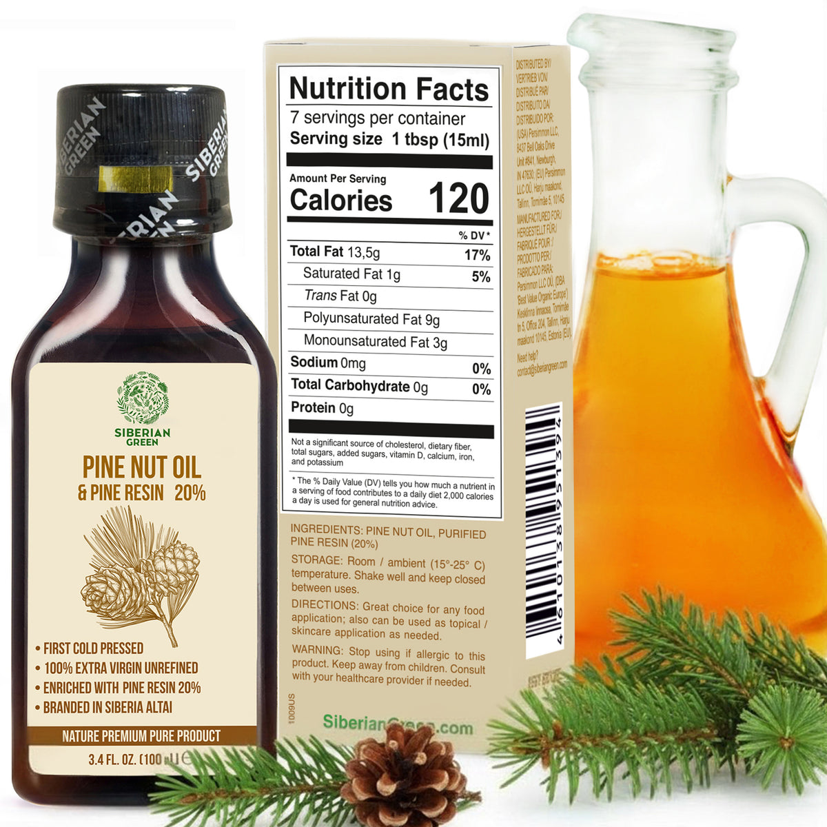 Siberian Pine Nut Oil with Pine Cedar Resin – 100ml