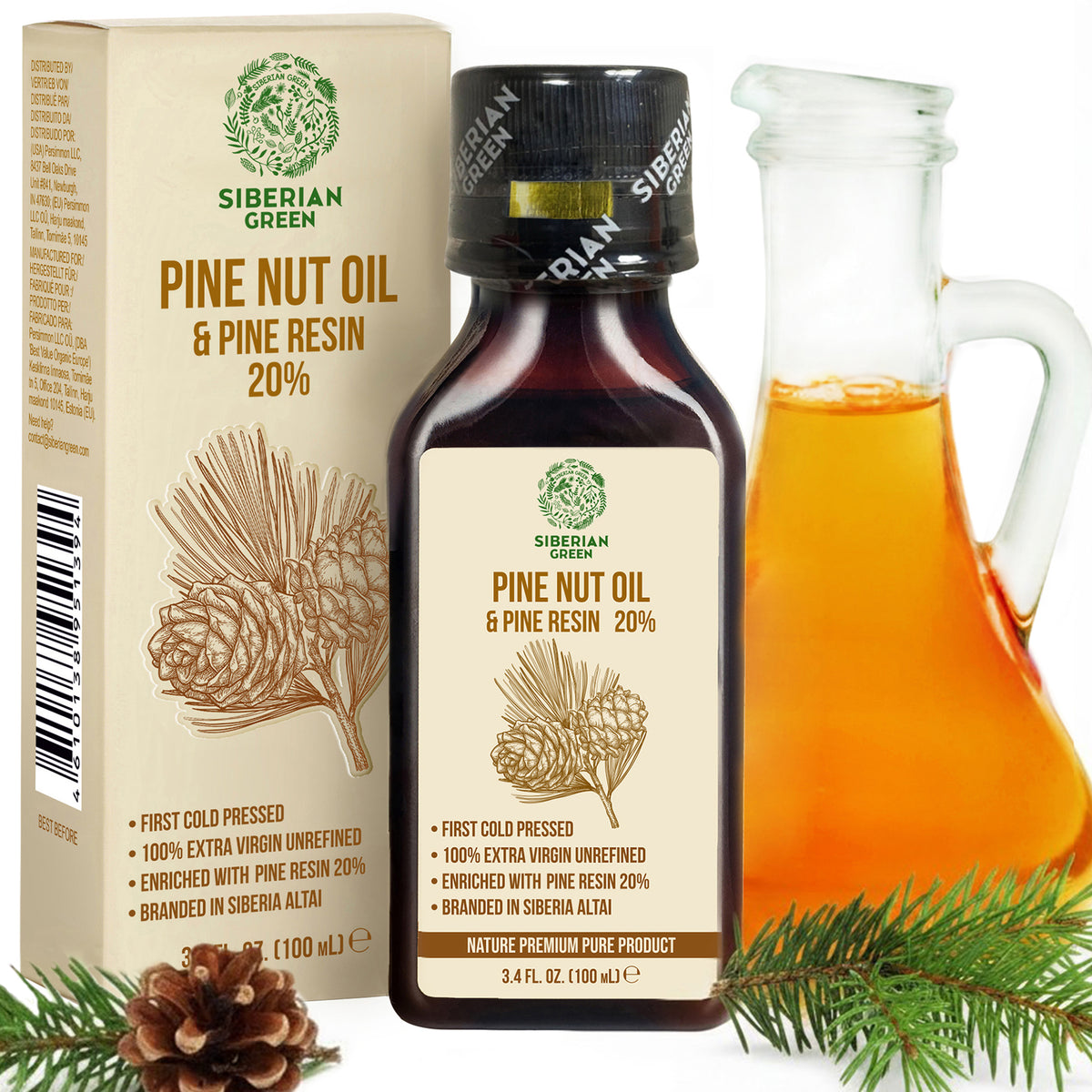 Siberian Pine Nut Oil with Pine Cedar Resin – 100ml