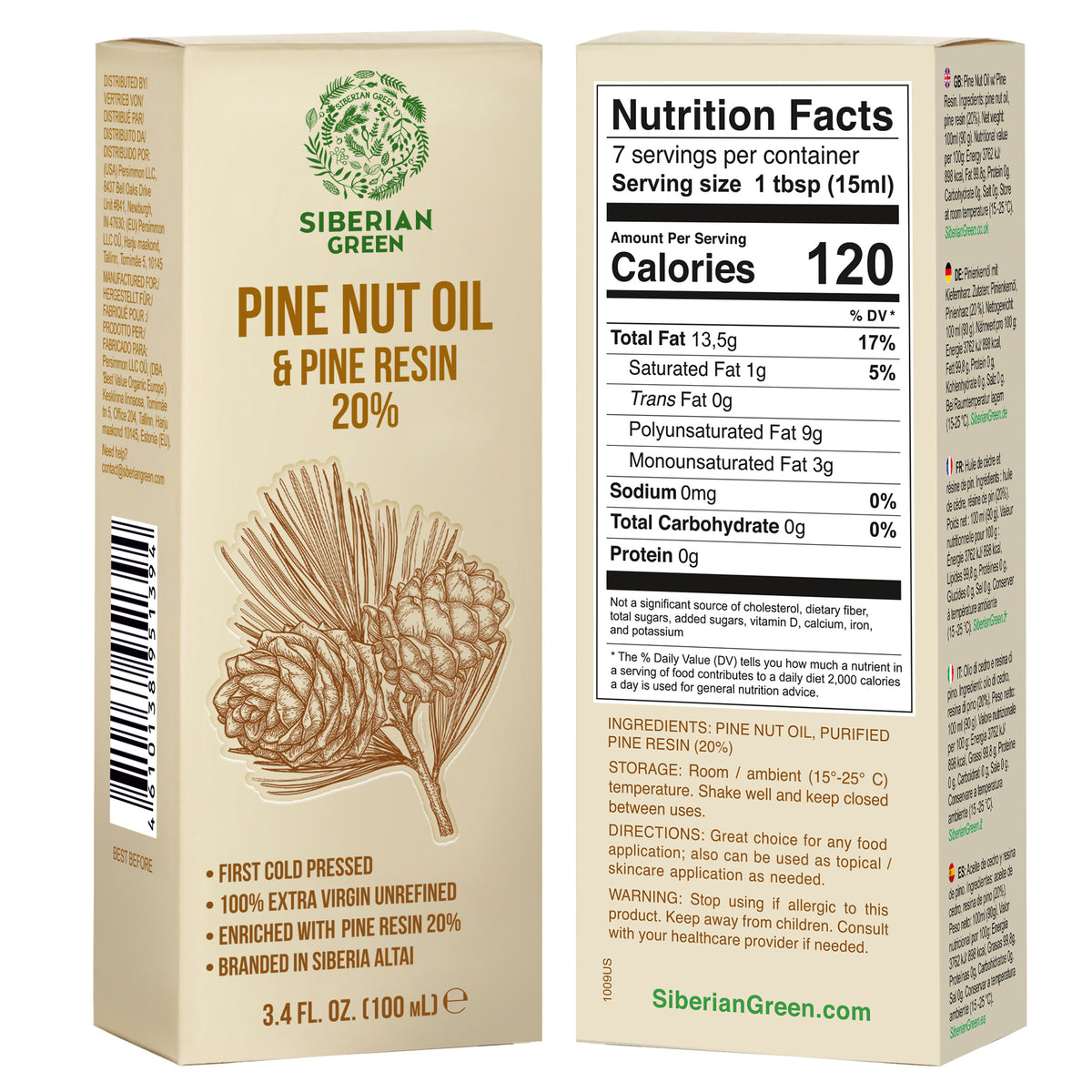 Siberian Pine Nut Oil with Pine Cedar Resin – 100ml