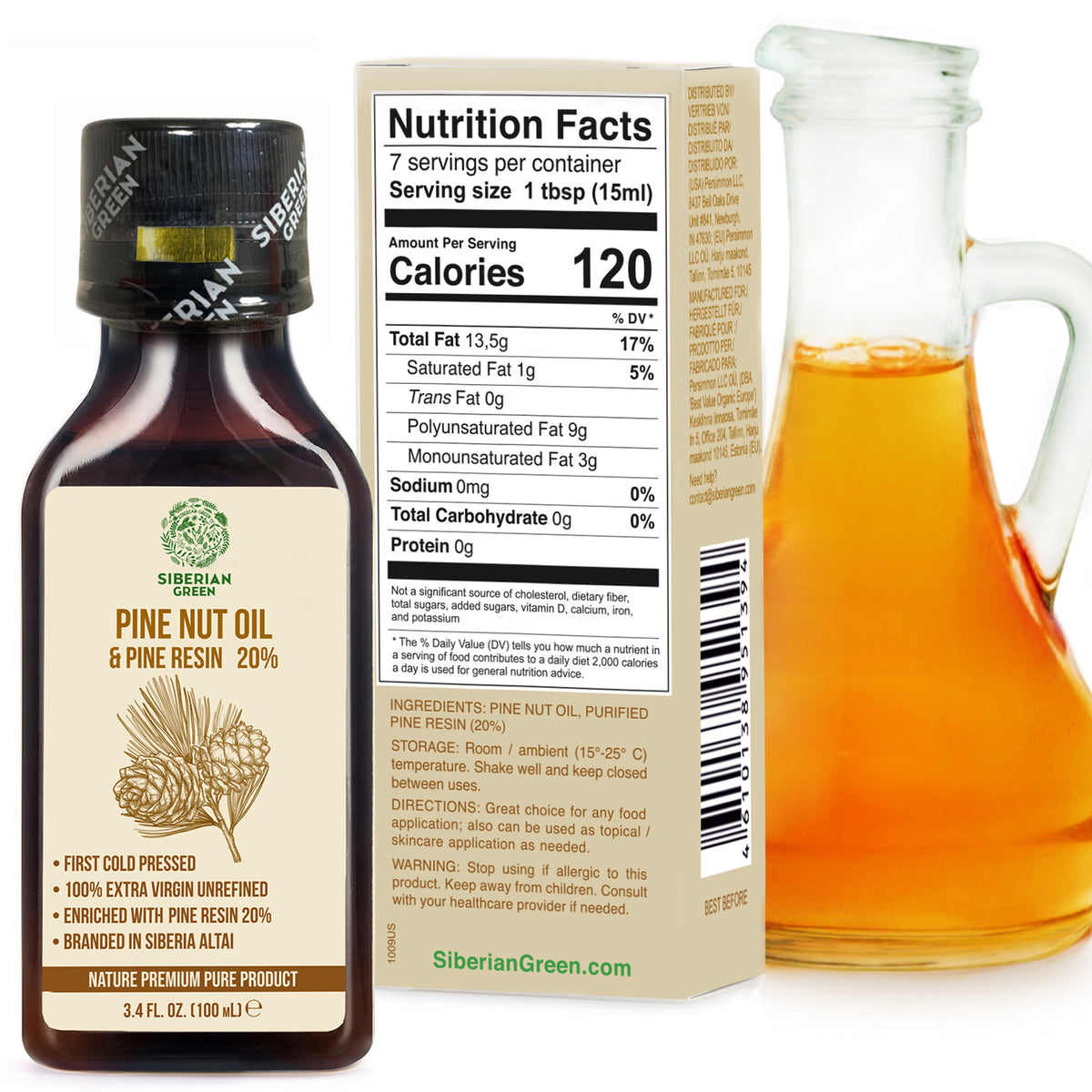 Siberian Pine Nut Oil with Pine Cedar Resin – 100ml