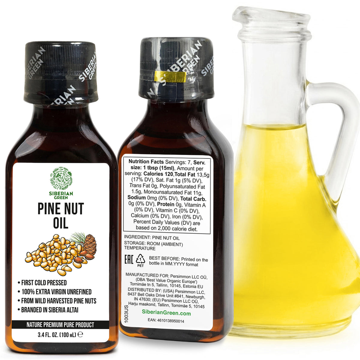 Siberian Pine Nut Oil – 100% Natural – 2 Pack (200ml Total) – Unrefined and Raw