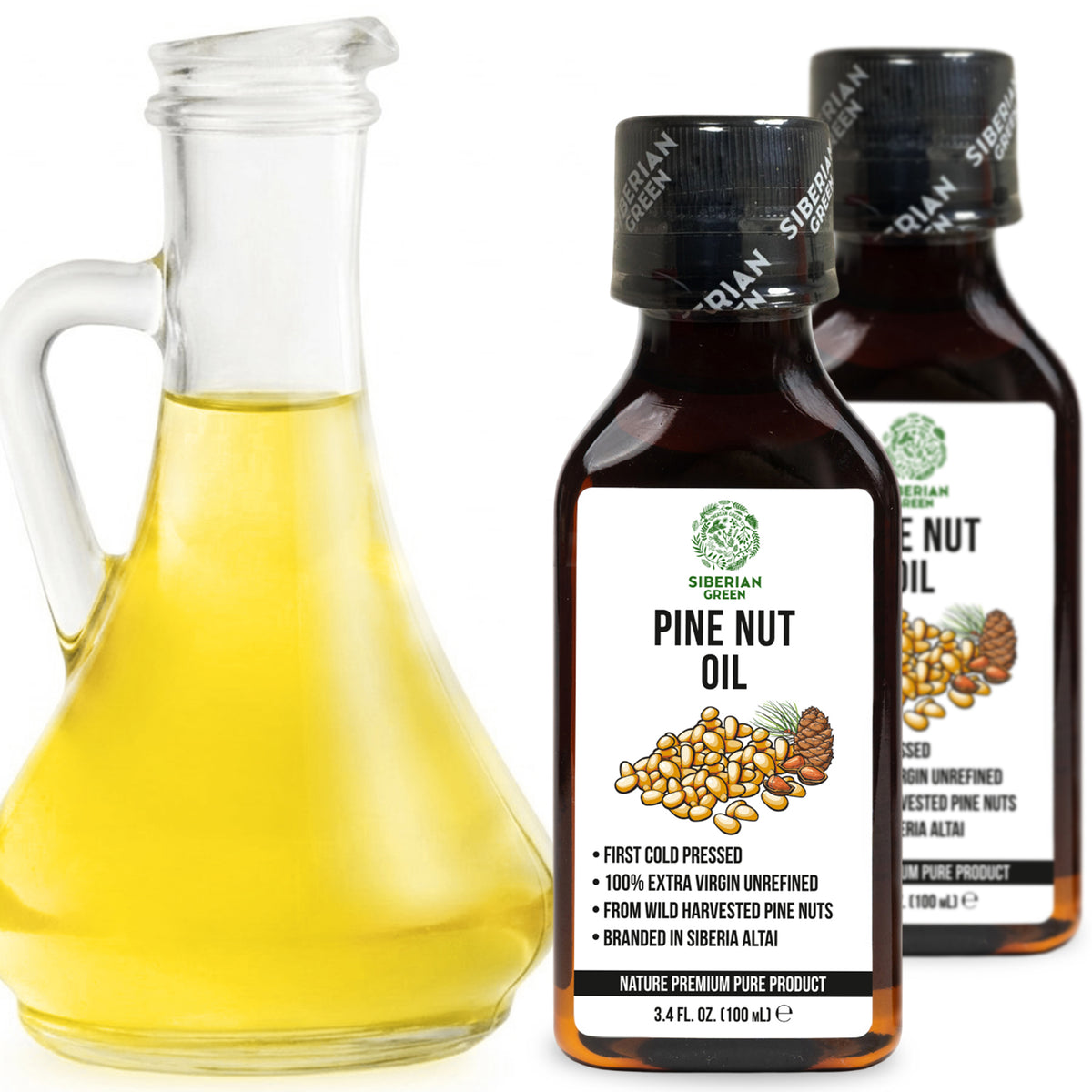 Siberian Pine Nut Oil – 100% Natural – 2 Pack (200ml Total) – Unrefined and Raw