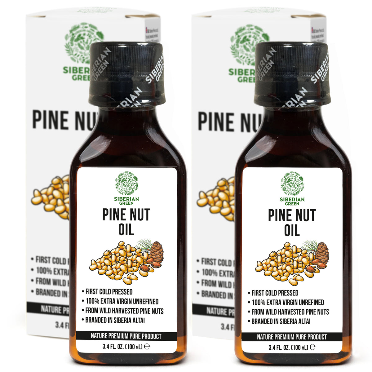 Siberian Pine Nut Oil – 100% Natural – 2 Pack (200ml Total) – Unrefined and Raw