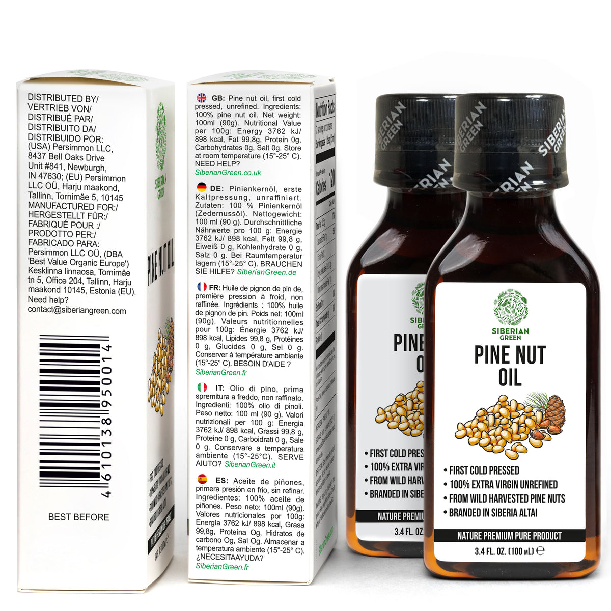 Siberian Pine Nut Oil – 100% Natural – 2 Pack (200ml Total) – Unrefined and Raw