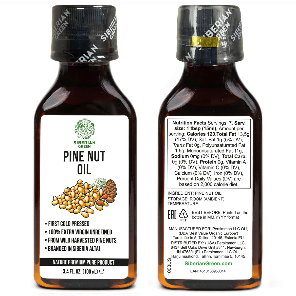 Siberian Pine Nut Oil – 100% Natural – 2 Pack (200ml Total) – Unrefined and Raw