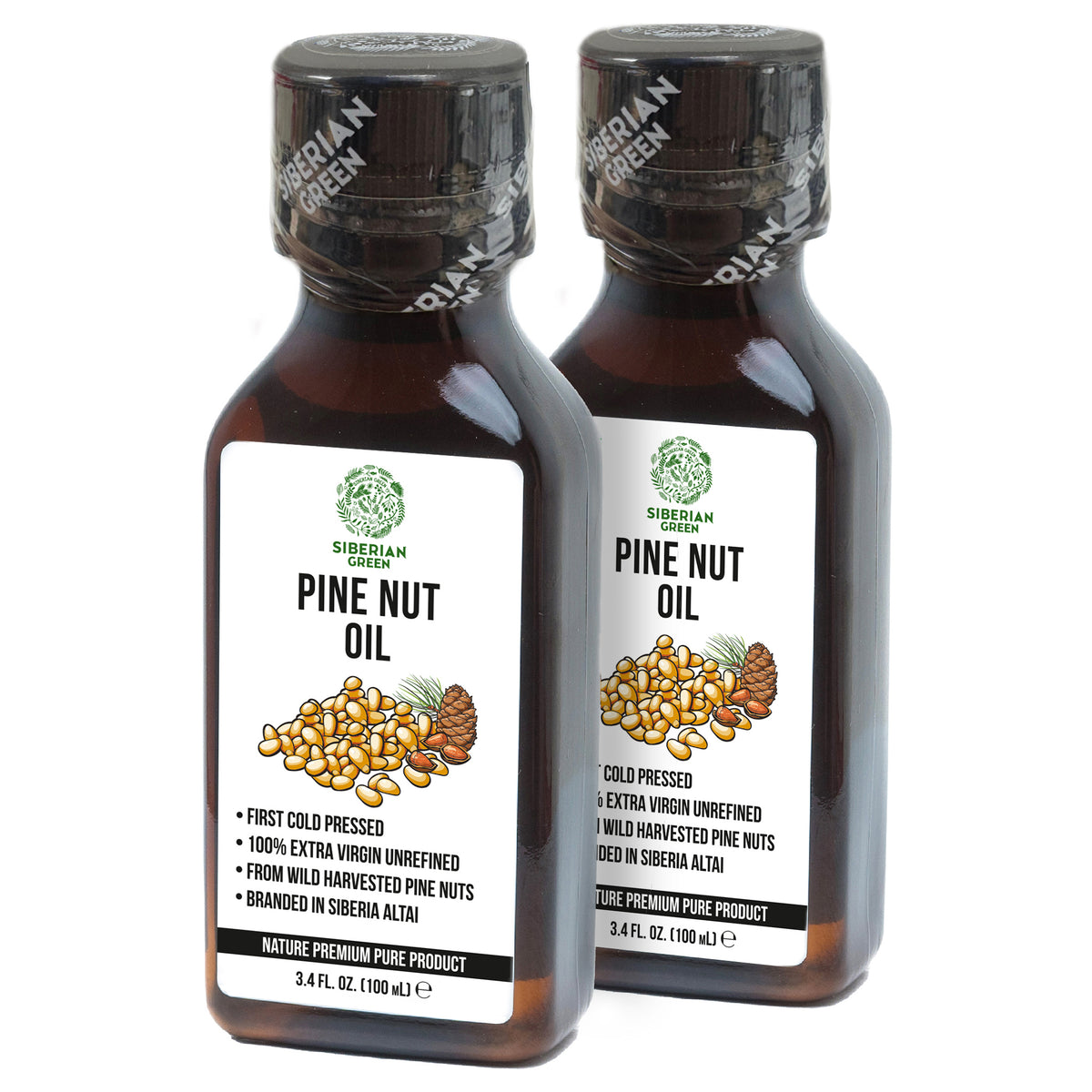 Siberian Pine Nut Oil – 100% Natural – 2 Pack (200ml Total) – Unrefined and Raw