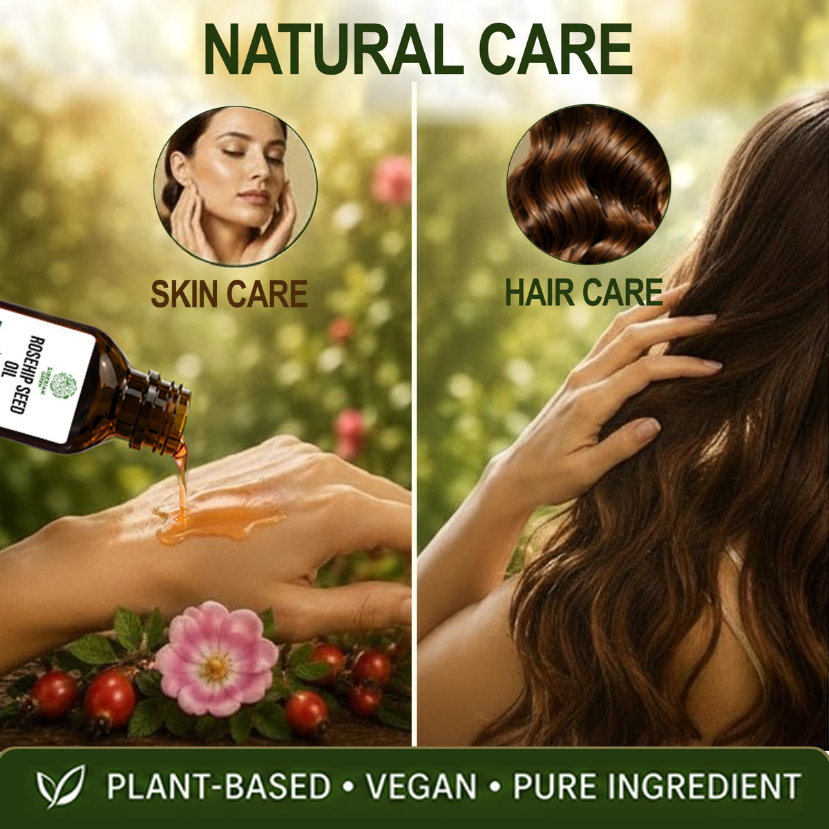 Siberian Green Rosehip Seed Oil 100 ml – Extra Virgin Cold-Pressed Botanical Oil for Face, Skin and Hair