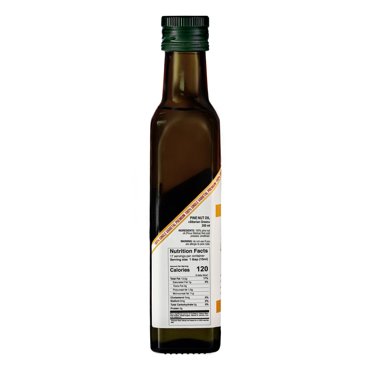 Siberian Green Organic Pine Nut Oil - Cold Pressed 250ml (Glass Bottle)