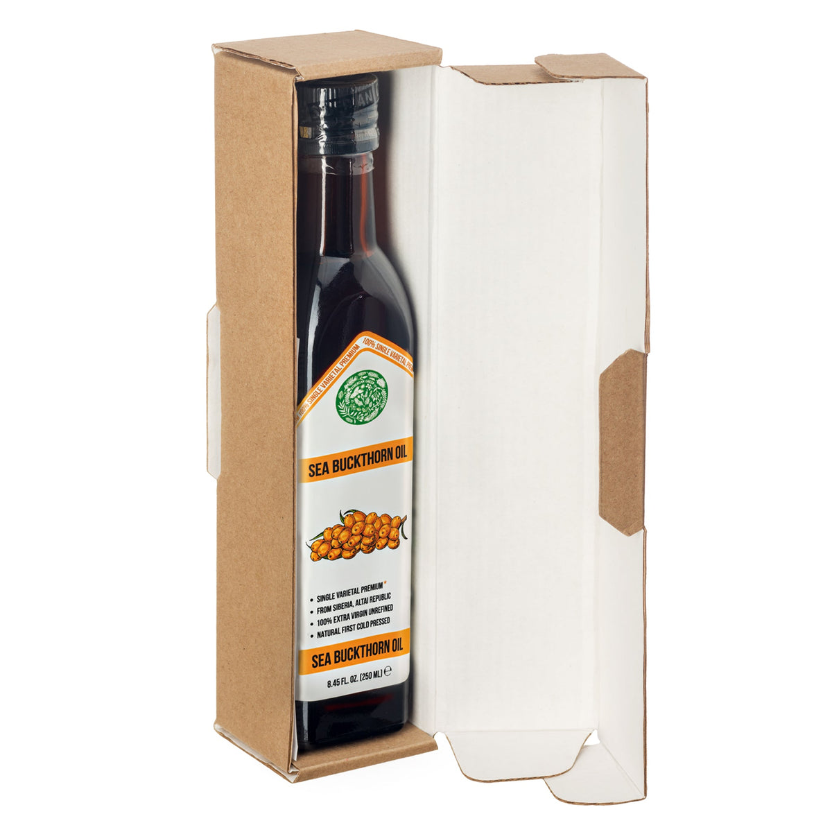 Siberian Green Sea Buckthorn Oil – 250 ml Extra Virgin (Glass Bottle)