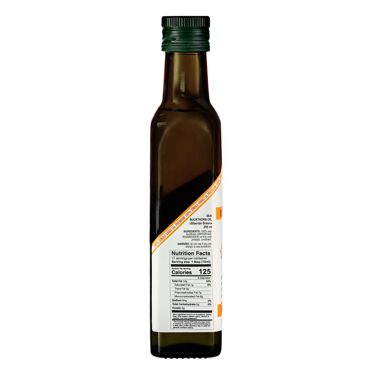 Siberian Green Sea Buckthorn Oil – 250 ml Extra Virgin (Glass Bottle)