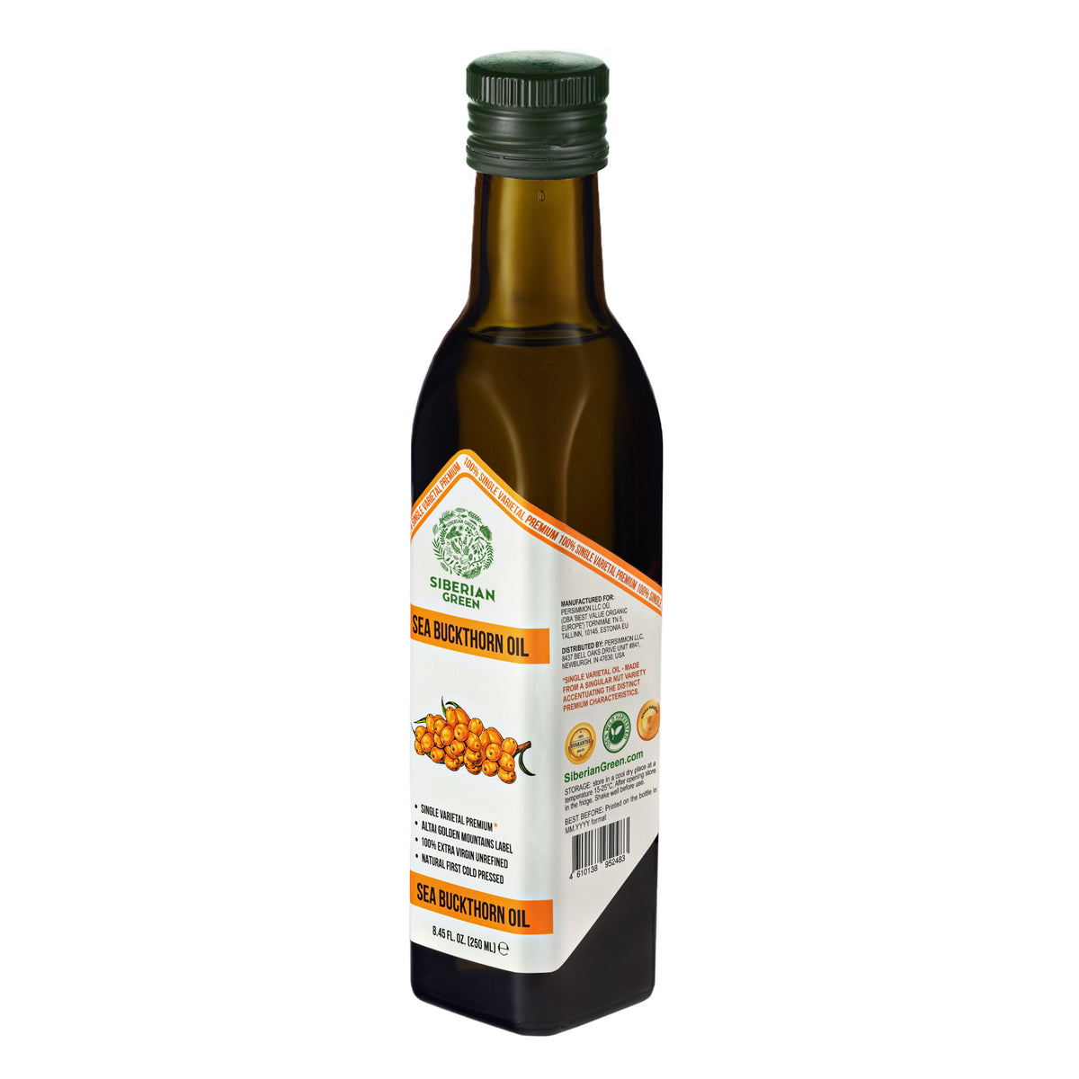 Siberian Green Sea Buckthorn Oil – 250 ml Extra Virgin (Glass Bottle)