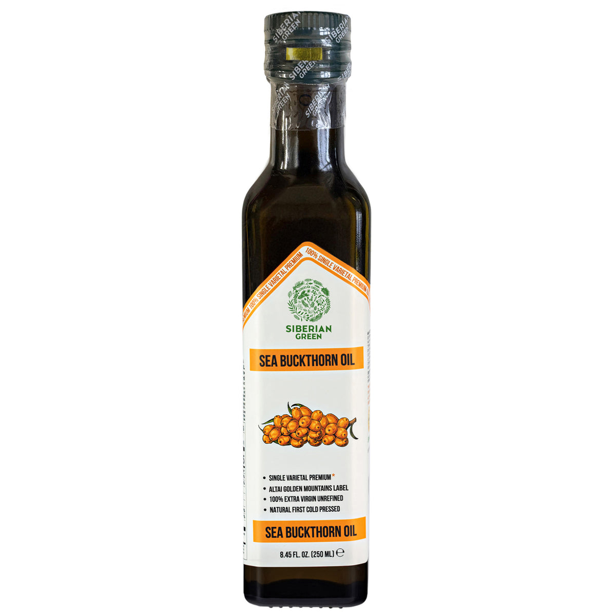 Siberian Green Sea Buckthorn Oil – 250 ml Extra Virgin (Glass Bottle)