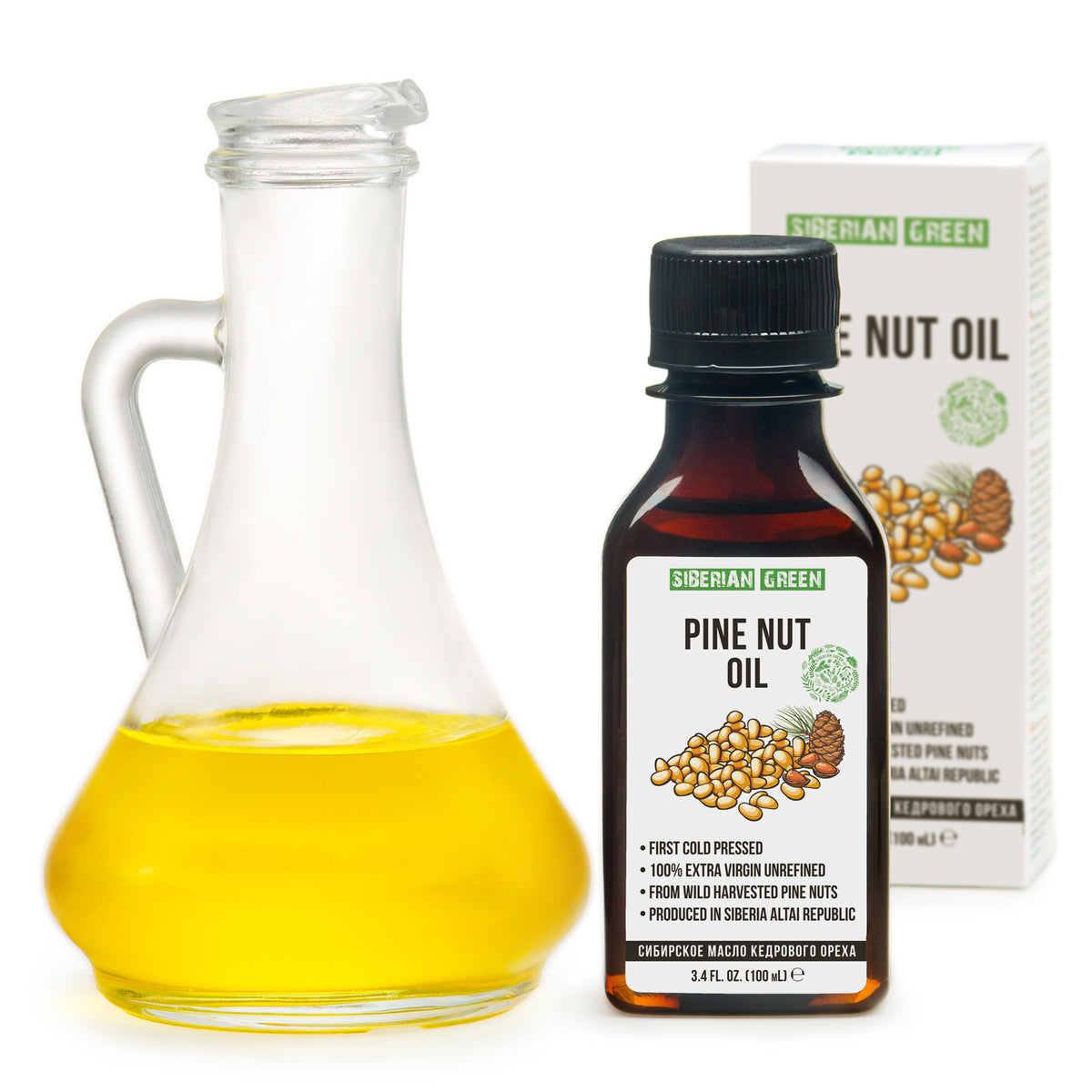 100% Siberian Pine Nut Oil – Extra Virgin, Cold Pressed – 100ml