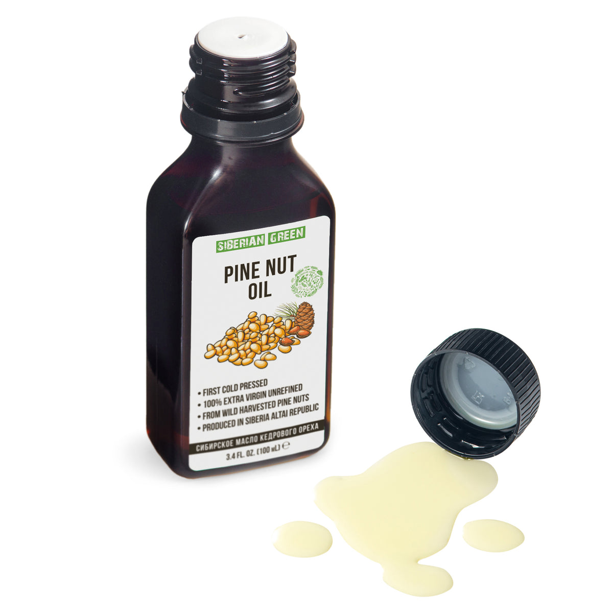 100% Siberian Pine Nut Oil – Extra Virgin, Cold Pressed – 100ml