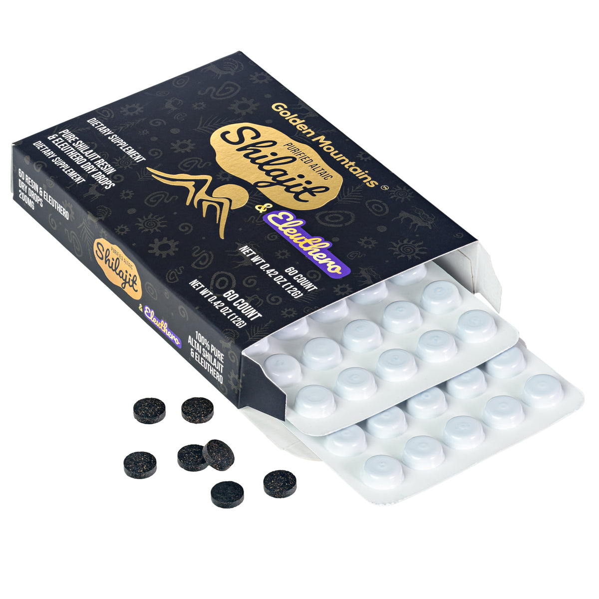 Siberian Green Pure Altai Shilajit Resin w Eleuthero Ginseng Extract – 180 Dry Drops (3-Pack)