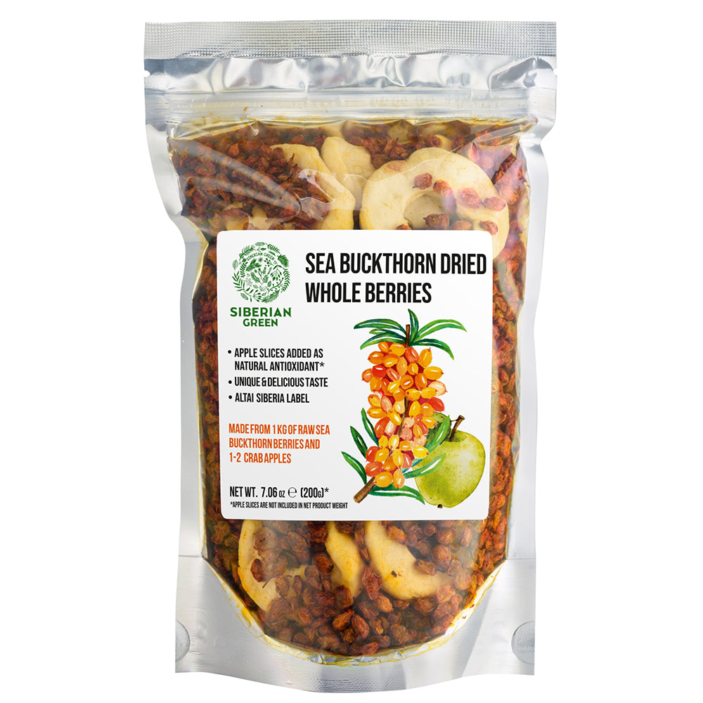 Premium Siberian Sea Buckthorn Berries with Apple Slices – 200g | Wild-Harvested Superfood