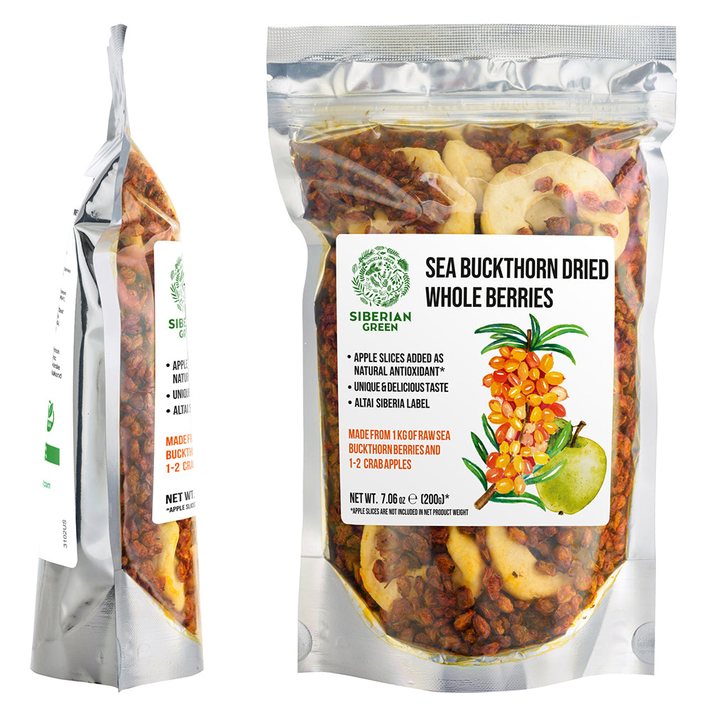 Premium Siberian Sea Buckthorn Berries with Apple Slices – 200g | Wild-Harvested Superfood
