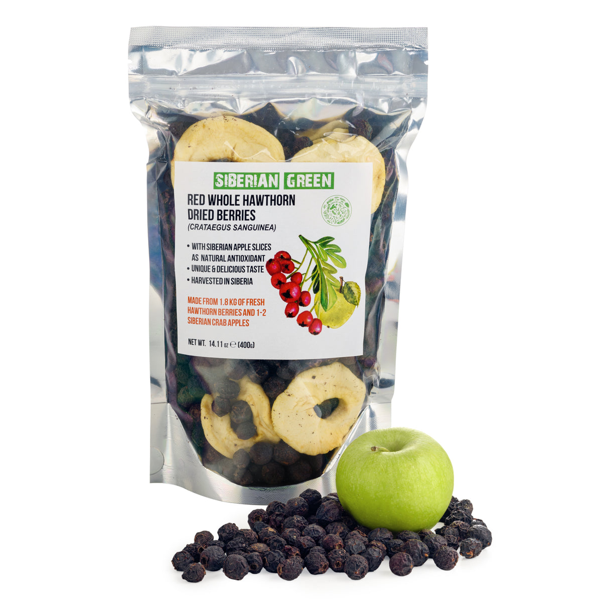 Hawthorn Berries 400g with Apple Slices – Wild-Harvested from Altai, Siberia