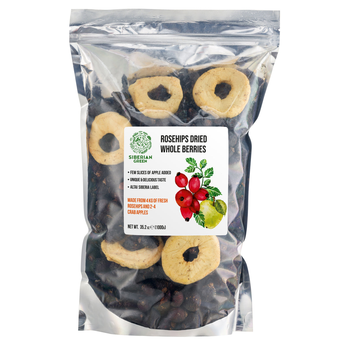 Siberian Dried Rosehips with Apple Slices – 1kg | Wild-Harvested Herbal Superfruit