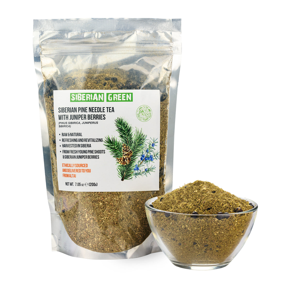 Siberian Pine Needle Tea Powder 200g – Wild Harvested Pinus Sibirica