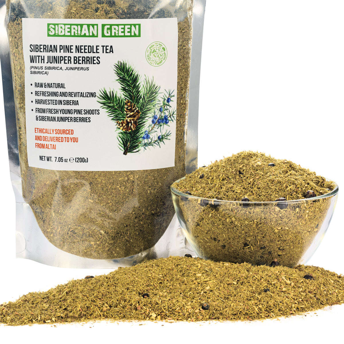 Siberian Pine Needle Tea Powder 200g – Wild Harvested Pinus Sibirica
