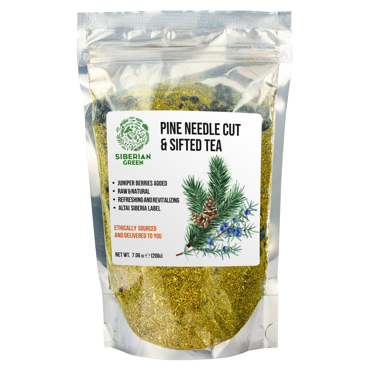 Siberian Pine Needle Tea Powder with Juniper Berries – 200g | Wild-Harvested Herbal Wellness Mix