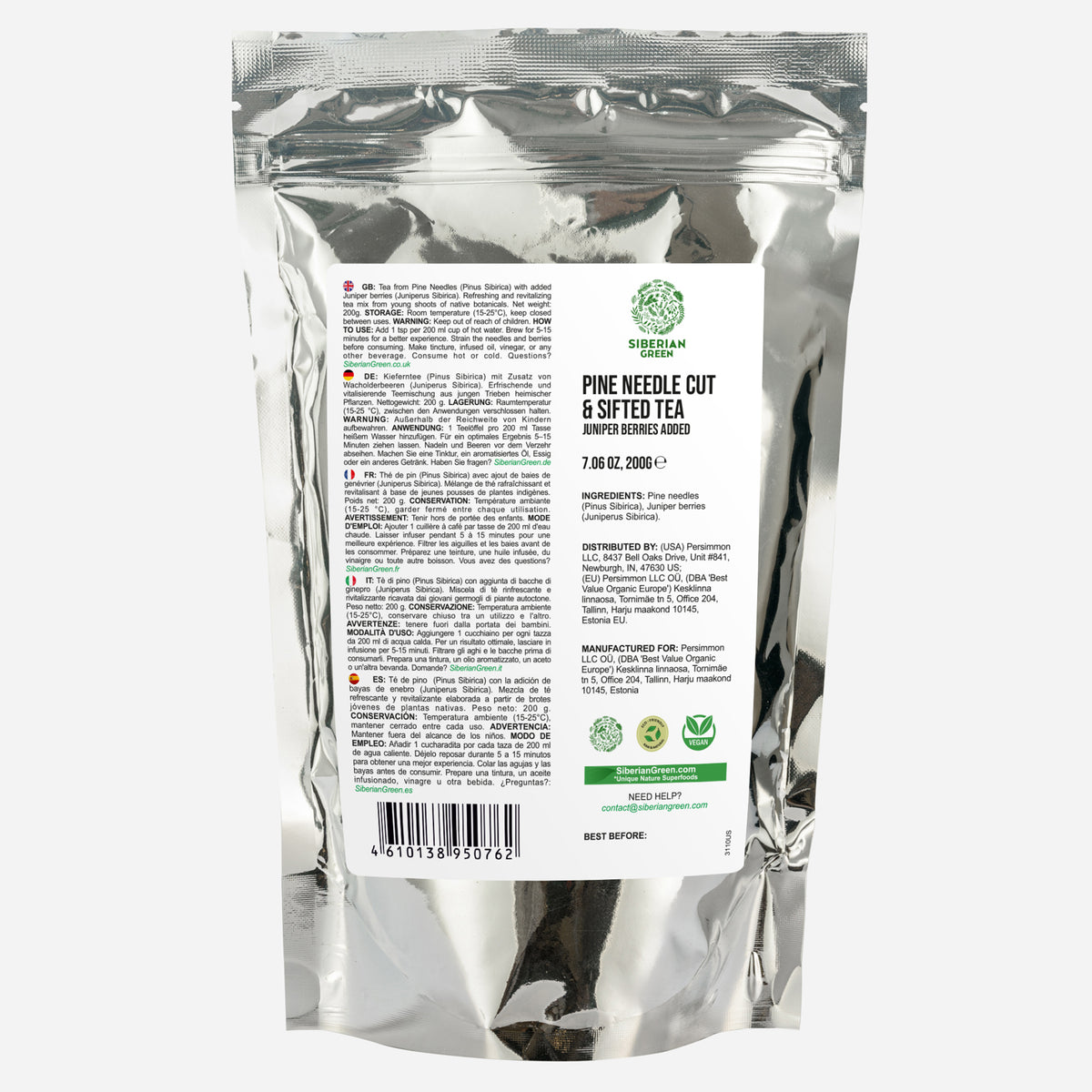 Siberian Pine Needle Tea Powder with Juniper Berries – 200g | Wild-Harvested Herbal Wellness Mix