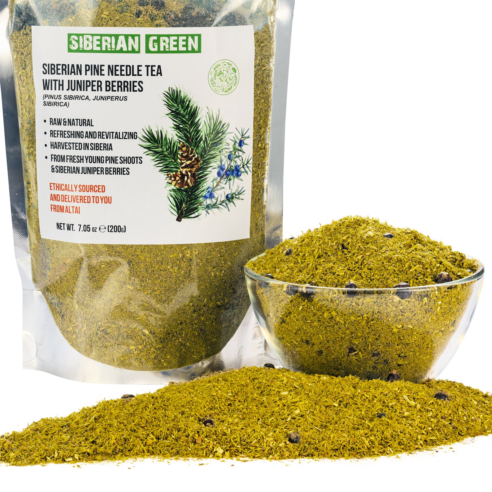 Siberian Pine Needle Tea Powder with Juniper Berries