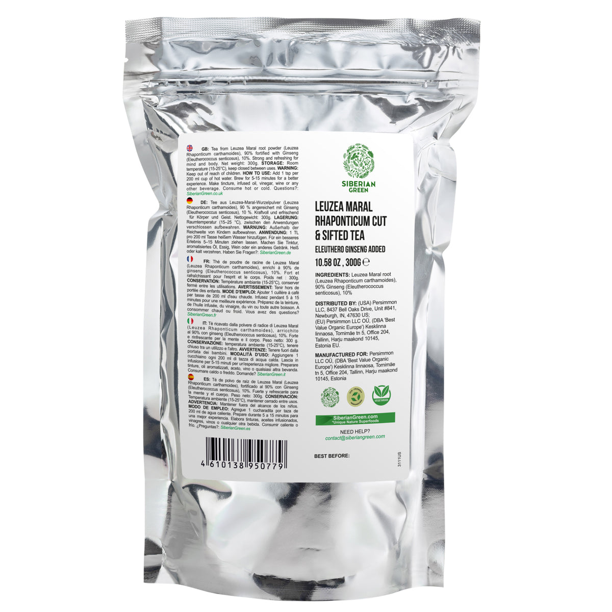 Maral Leuzea Root with Eleuthero Siberian Ginseng - 100% Natural Powder