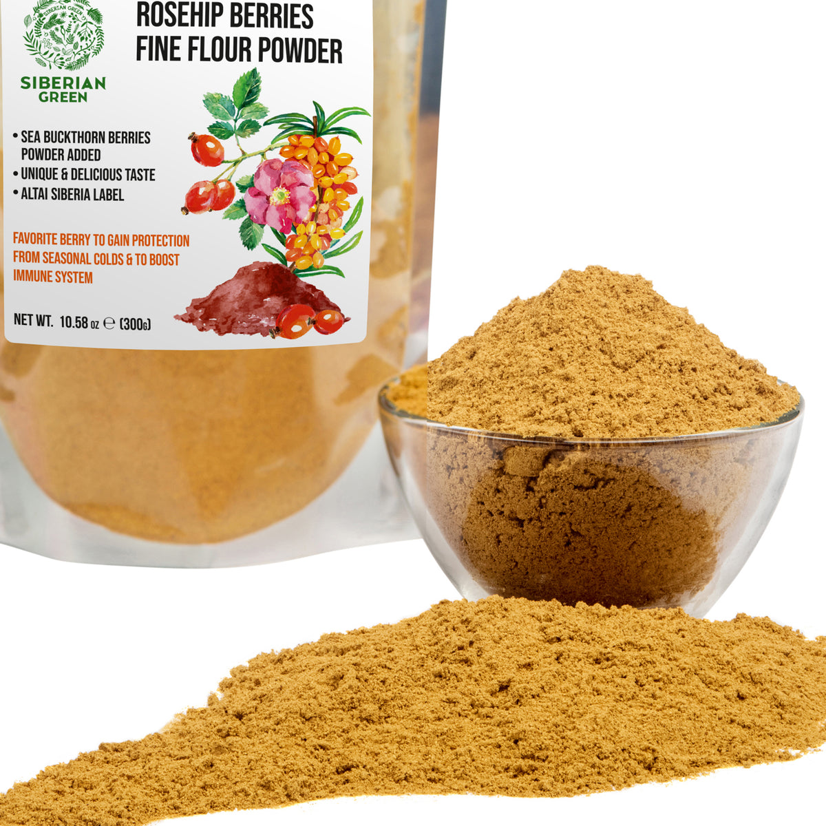 Siberian Rose Hips Powder - 300g | Herbal Tea & Baking Flour