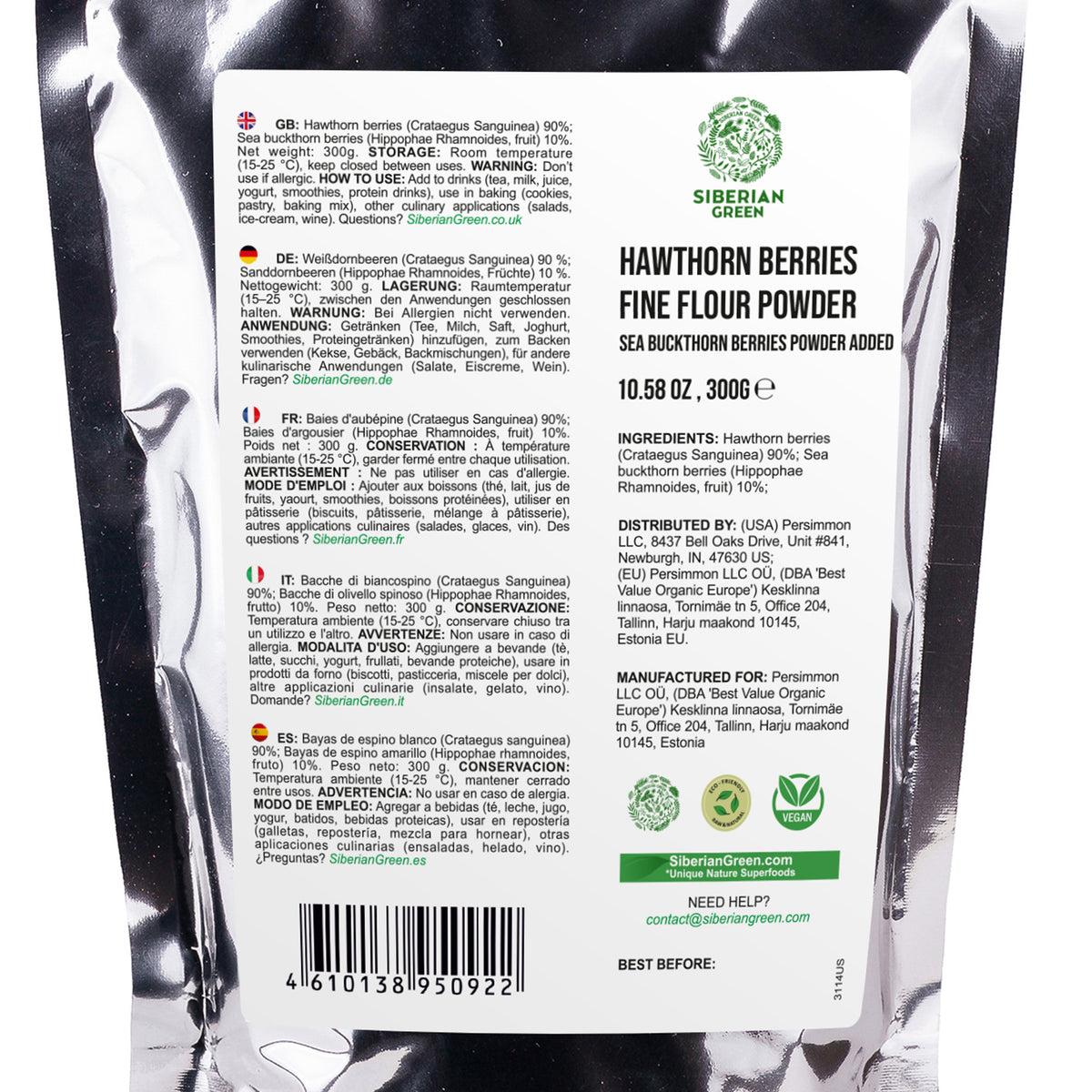 Siberian Hawthorn and Sea Buckthorn Powder – 300g