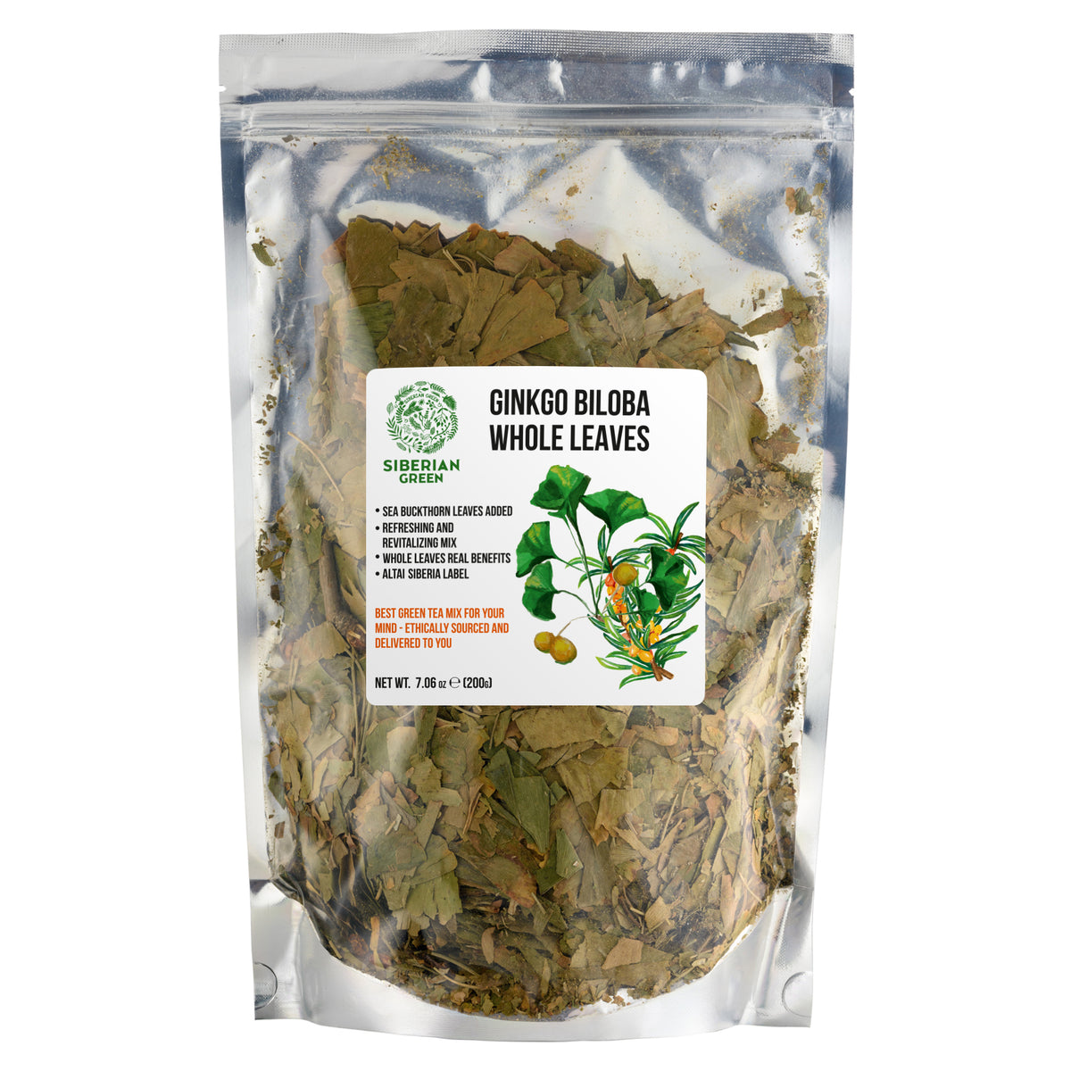 Siberian Ginkgo Biloba with Sea Buckthorn Leaves – 200g Loose Herbal Tea