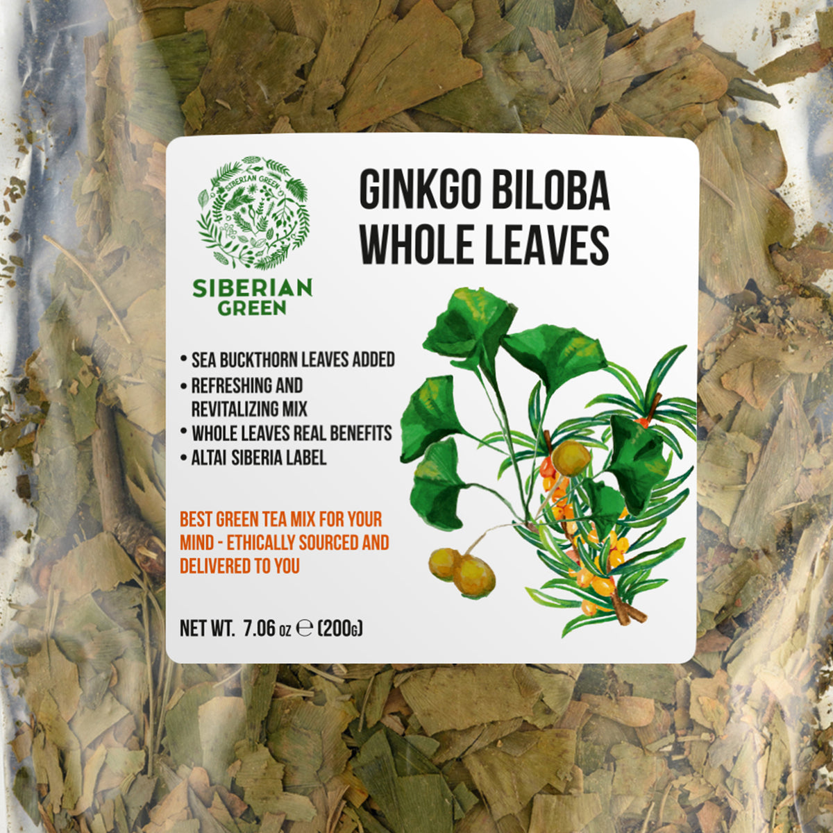 Siberian Ginkgo Biloba with Sea Buckthorn Leaves – 200g Loose Herbal Tea